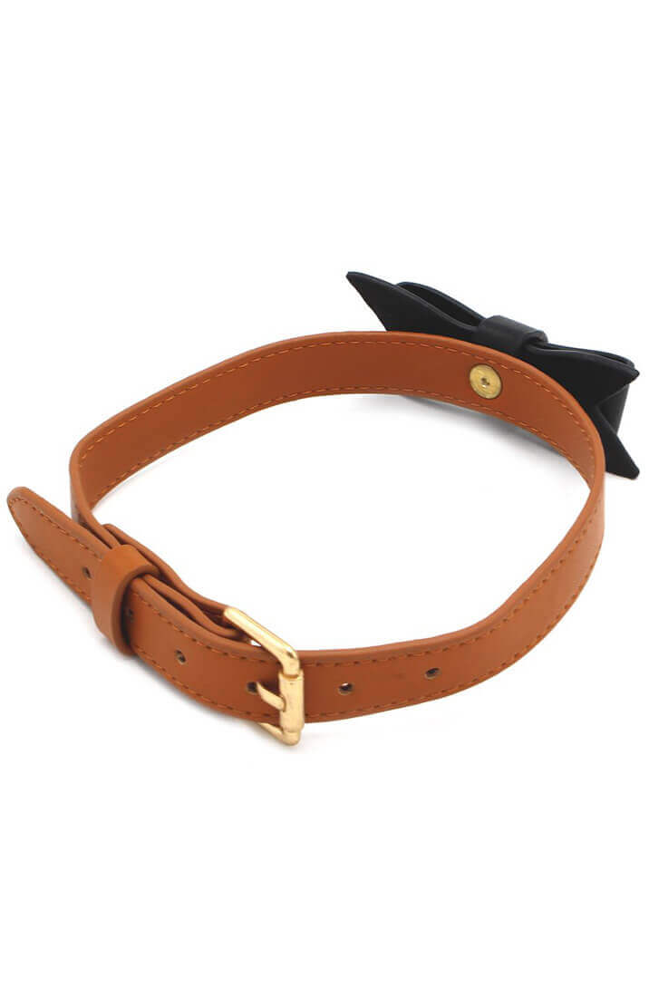 Brun faux læder butterfly choker & snor - COAX Copenhagen
