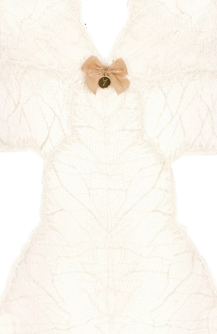 Elfenbenshvid blonde bodysuit med perle detaljer - bryllupsnat lingeri