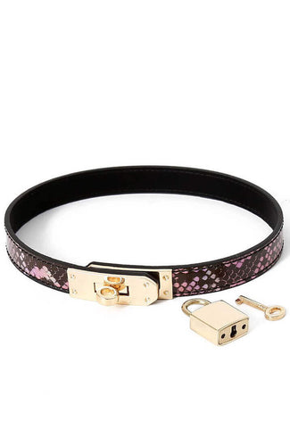 Faux pink & guld slangeskinds choker/armbånd - COAX Copenhagen