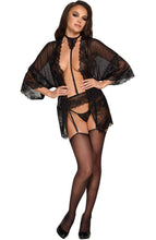 Indlæs billede til gallerivisning Fræk sort blonde &amp; nylon kimono