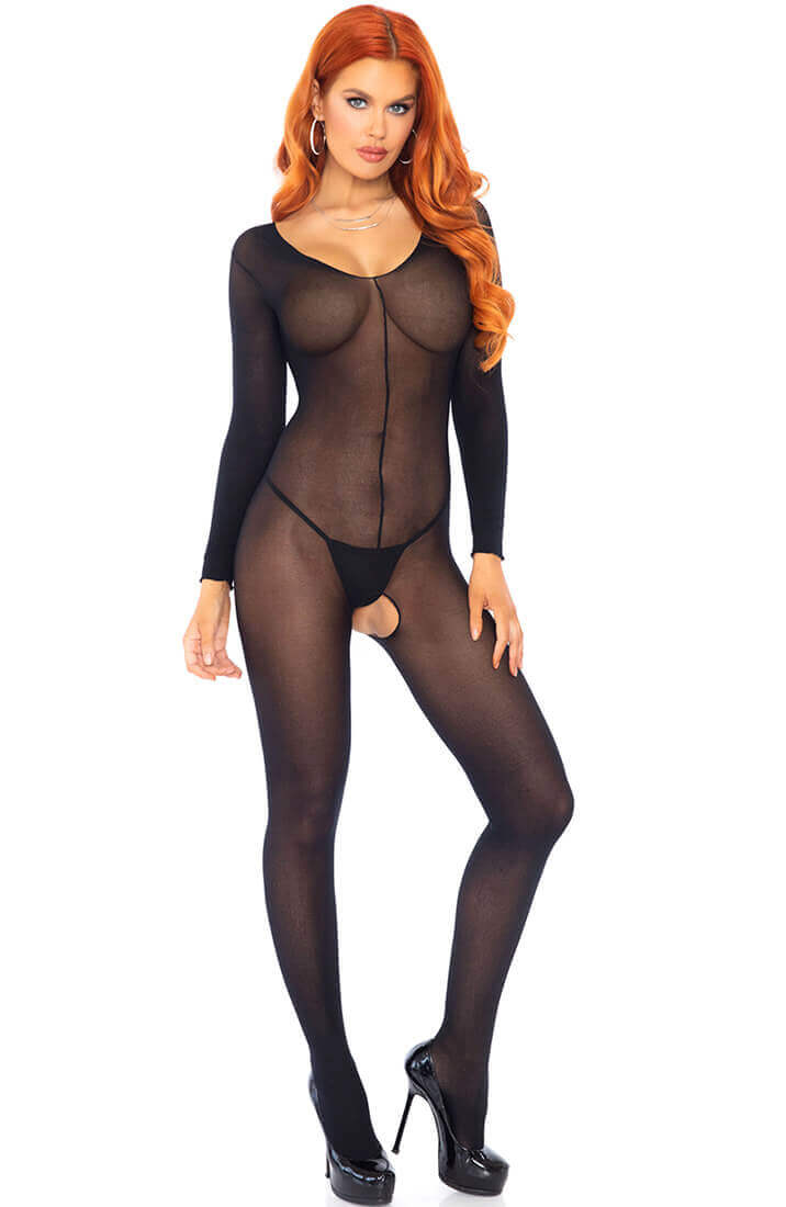 Langærmet sort nylon bodystocking - Imagine That - COAX Copenhagen