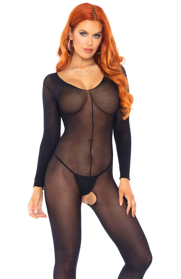 Langærmet sort nylon bodystocking - Imagine That - COAX Copenhagen
