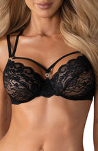 Indlæs billede til gallerivisning Frækt sort cage-strap blonde bh &amp; trusse sæt