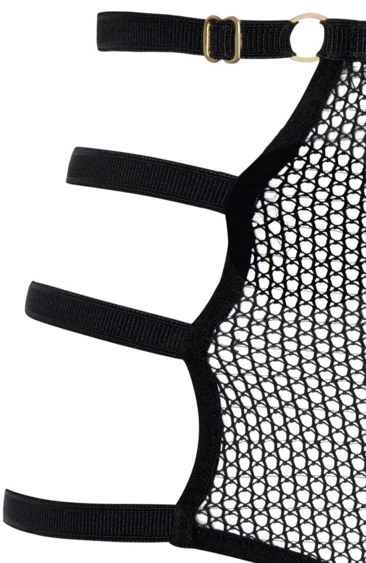 Sort perletrusse med blonde, net og justerbare straps
