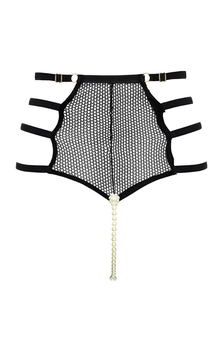 Sort blonde og net trusse med hvide perler