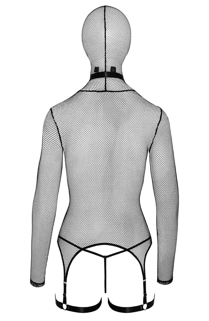 Hooded Net Bondage Sæt med Choker & Flogger - Captive Muse