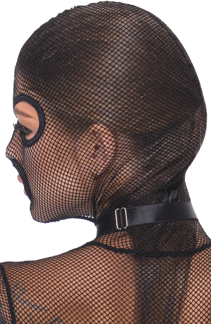 Erotisk net lingeri med choker og aftagelig flogger