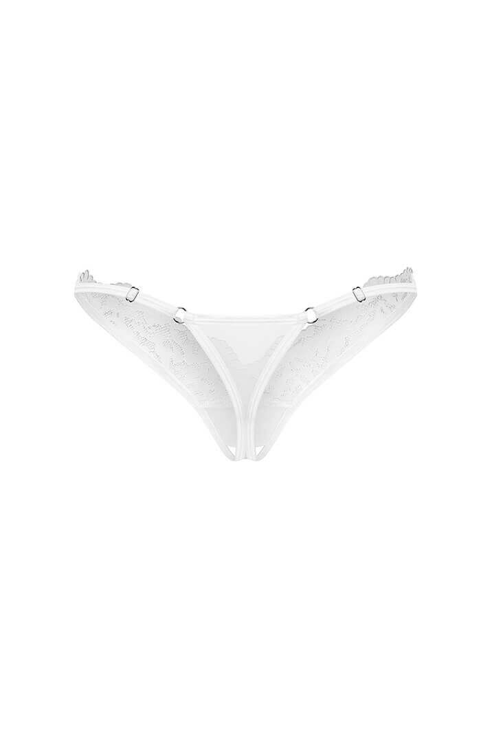 Nærbillede af trussens justerbare stropper og gennemsigtigt nylon