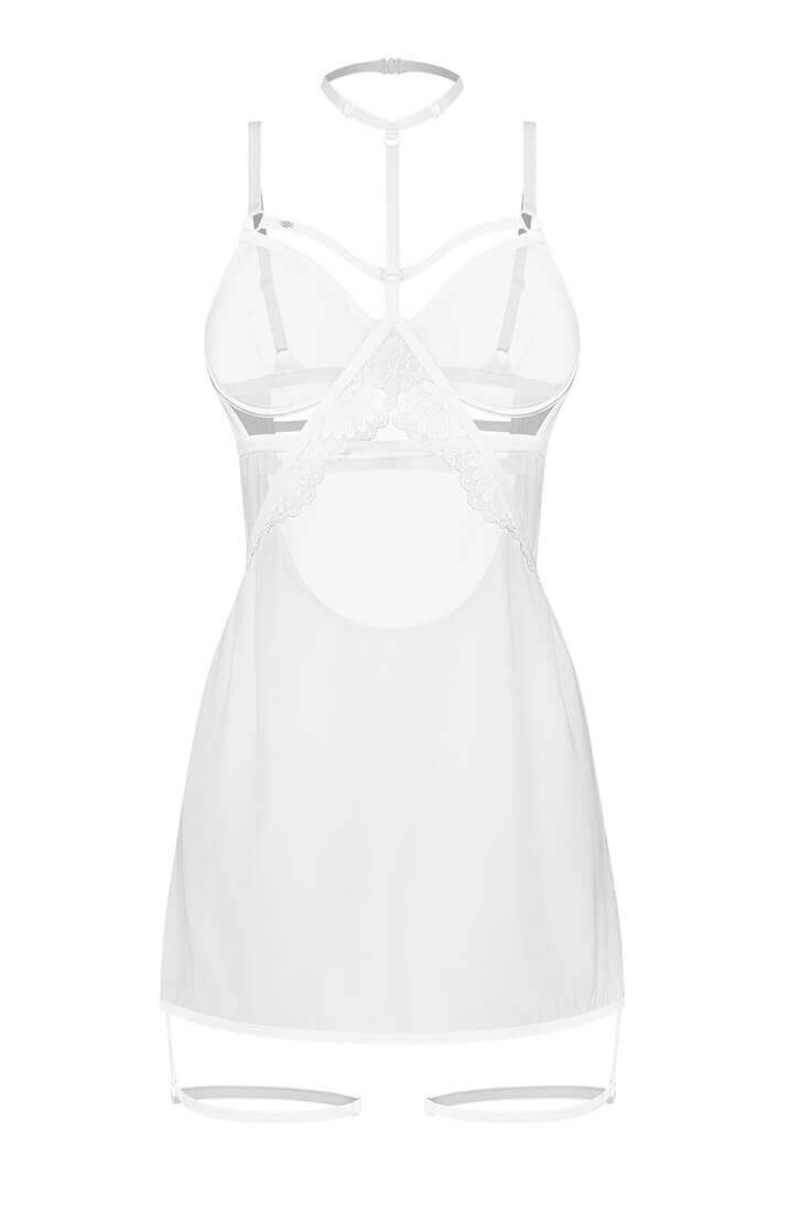 Hvid chemise med højt snit og justerbare lårstropper hohs COAX Copenhagen
