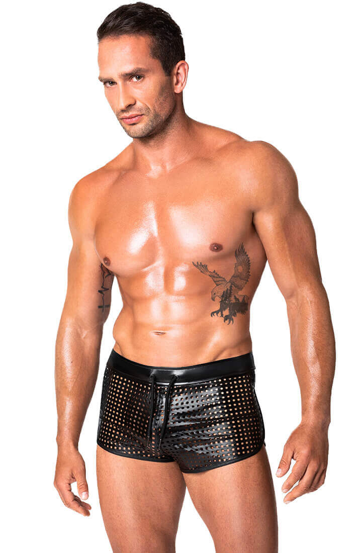 Laser-cut wetlook boxershorts - Lustful Conqueror - COAX Copenhagen