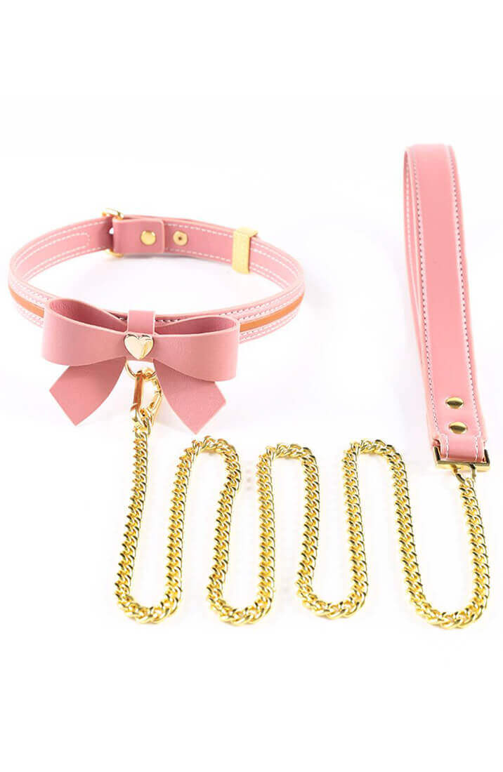 Lyserød faux læder butterfly choker & snor - COAX Copenhagen
