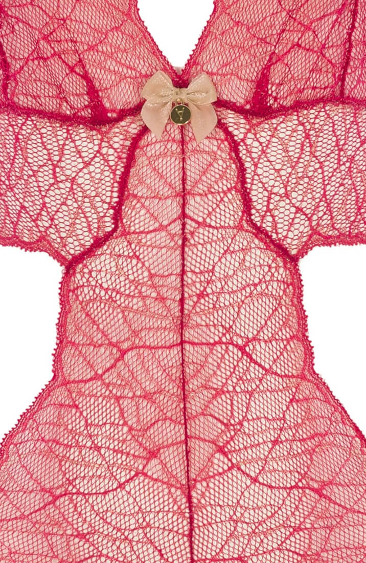 Rød lace bodysuit med perle detaljer - forførende og eksklusivt lingeri