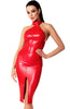 Rød wetlook bodycon halterneck kjole - Forbidden Desire - COAX Copenhagen