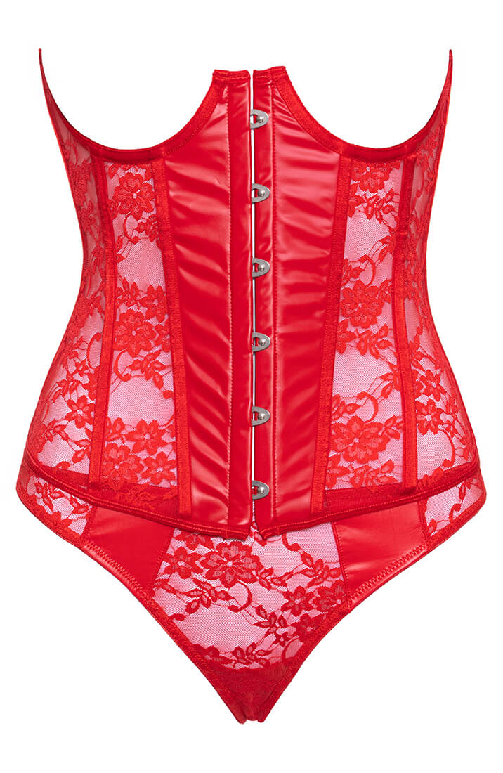 COAX Copenhagen underbust lingeri i rød blonde og wetlook