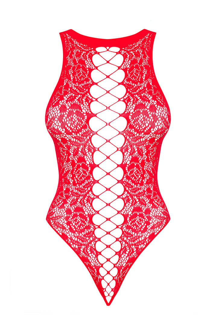 Rød bodysuit med faux snøre front - Get Hearts Racing - COAX Copenhagen