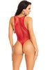Rødt industrial net bodysuit lingeri med snap-crotch
