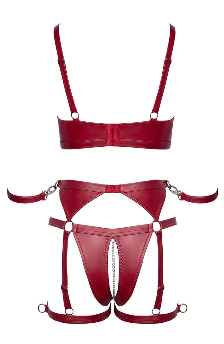 Rødt soft bondage lingeri sæt med restraints - Sinful Acts - COAX Copenhagen