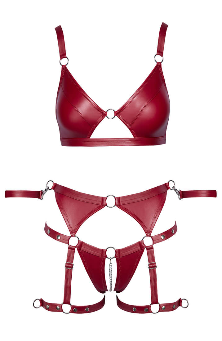 Rødt soft bondage lingeri sæt med restraints - Sinful Acts - COAX Copenhagen