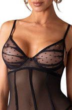 Indlæs billede til gallerivisning Sexet sort chemise i prikket design