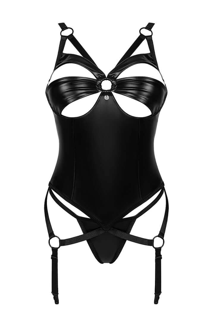 Sexet sort cut-out bustier lingeri sæt