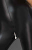 Sexet sort wetlook catsuit med åben skål