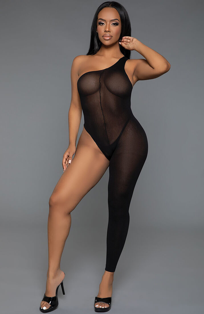 Sort asymmetrisk bodystocking - Can't Get Enough - COAX Copenhagen