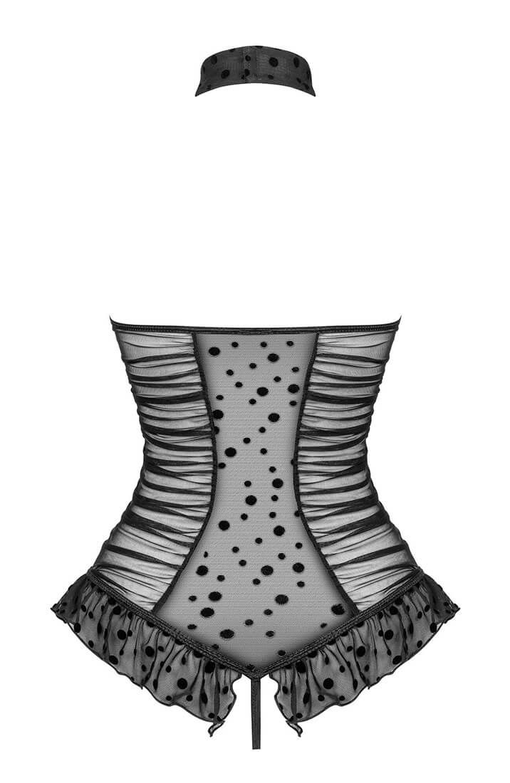 Sort bodysuit lingeri med satin snøre - Carla - COAX Copenhagen
