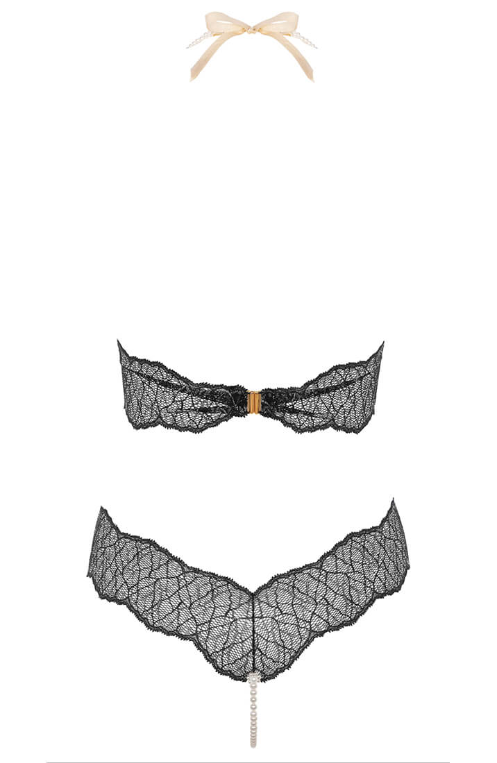 Sort lingeri bodysuit med single perle detalje - feminin og pirrende style