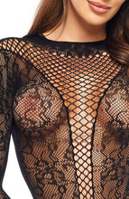 Indlæs billede til gallerivisning Frækt sort bundløst dual net bodysuit lingeri