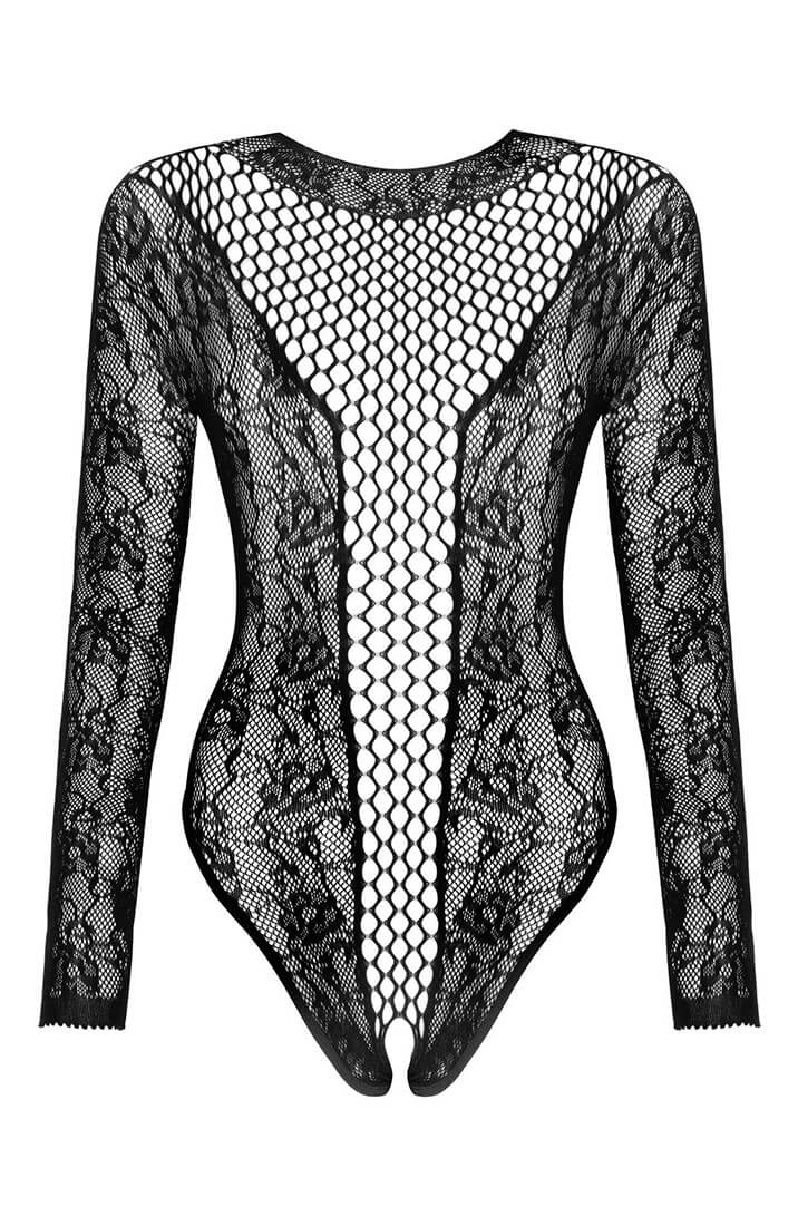 Sort bundløst dual net bodysuit lingeri - COAX Copenhagen