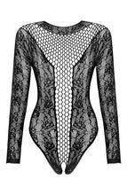 Indlæs billede til gallerivisning Frækt sort bundløst dual net bodysuit lingeri