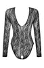 Frækt sort bundløst dual net bodysuit lingeri