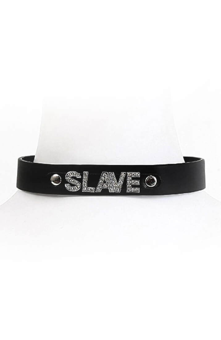 Sort kunstlæder choker halsbånd - SLAVE - COAX Copenhagen