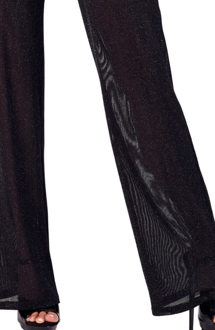 COAX Fetish palazzo bukser i sort nylon med flydende pasform