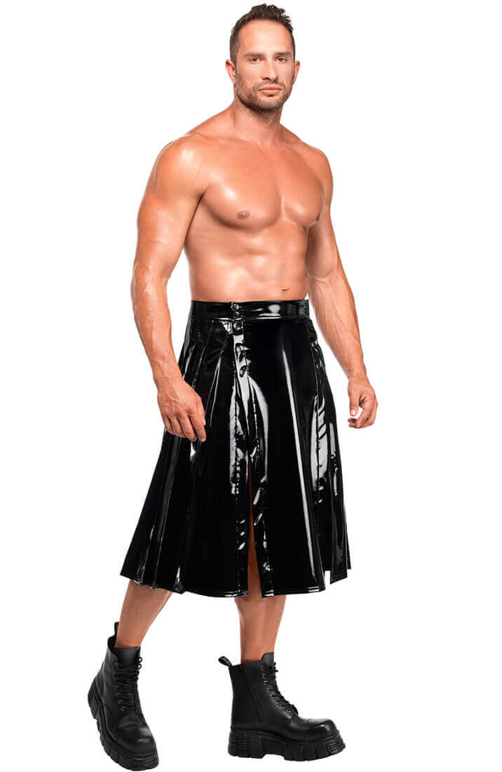 Sort PVC kilt til mænd med fetish inspireret look