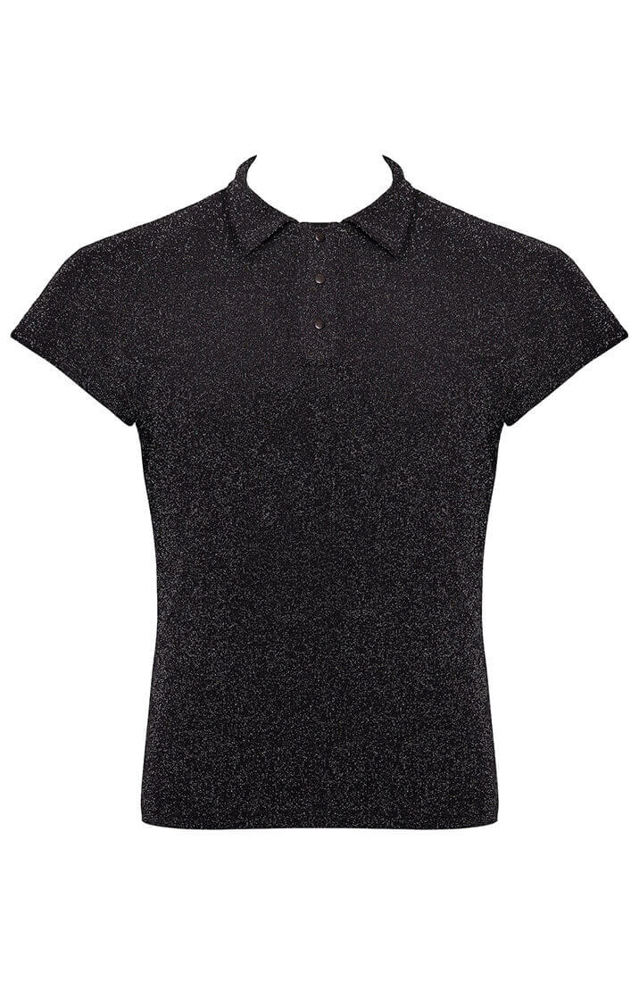 Sort transparent polo med moderne after-dark vibe