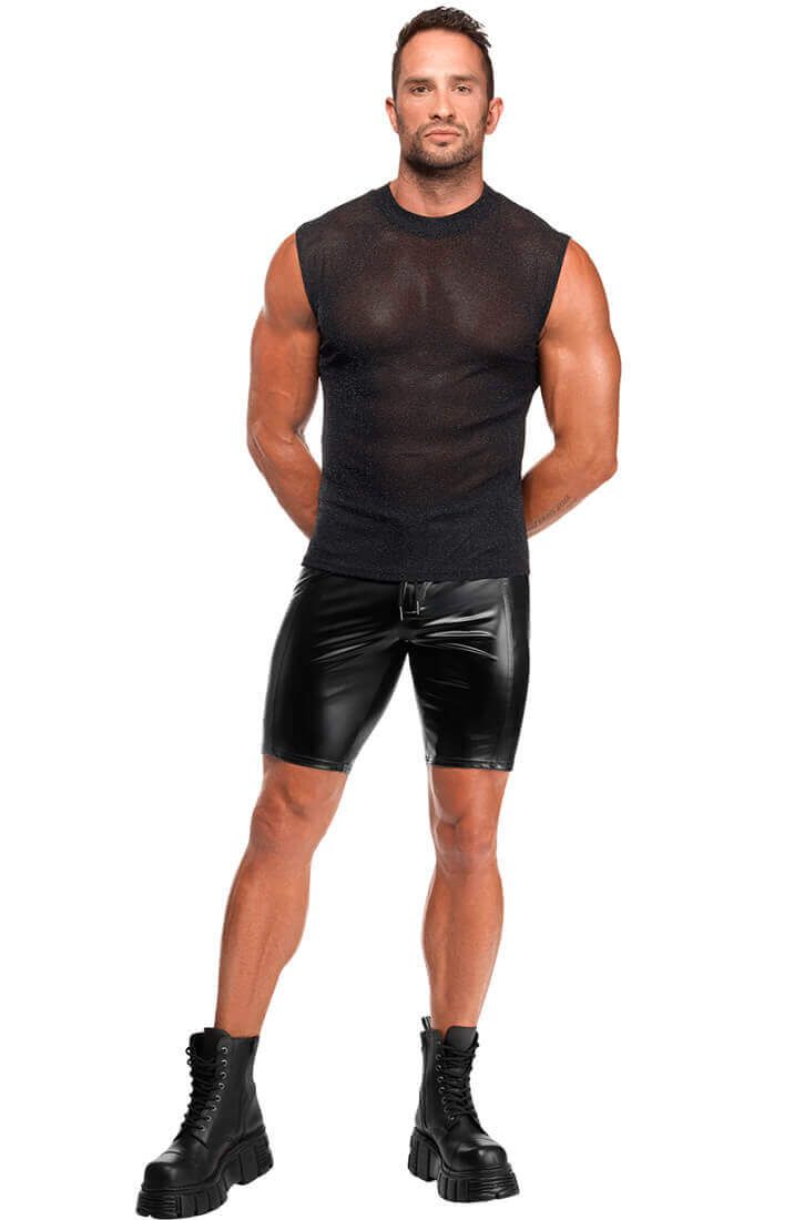Sort transparent top til mænd med tætsiddende slim fit