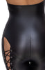 Sort wetlook catsuit med lace-up snøre