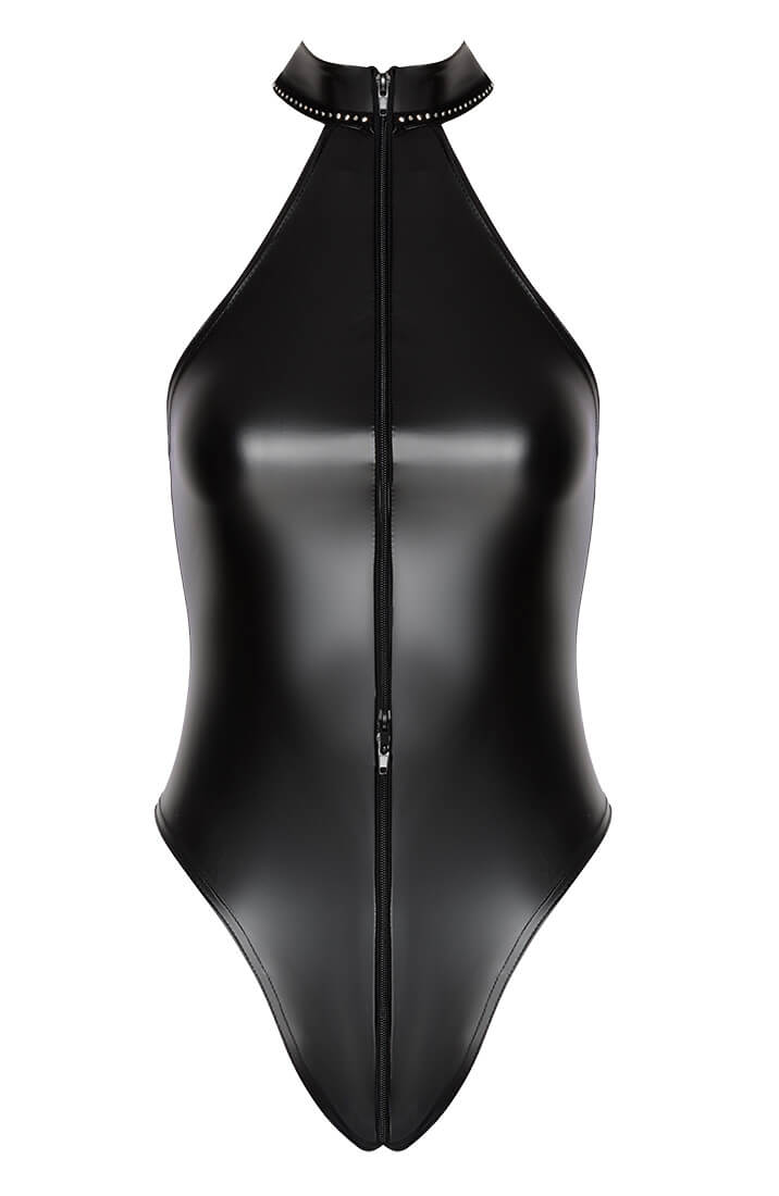 Sort wetlook halterneck bodysuit - Highly Treasured - COAX Copenhagen