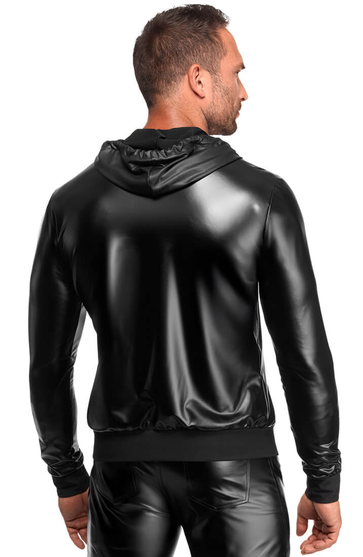 Herre fetish jakke i sort mat wetlook materiale
