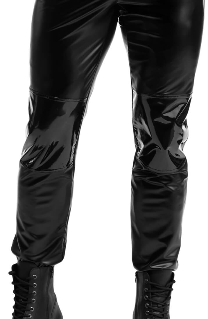Sorte wetlook pants til mænd med sporty fetish vibe