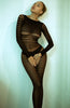 Stribet bundløs nylon bodystocking