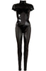 Ultra tætsiddende sort Wetlook X Nylon catsuit