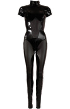 Indlæs billede til gallerivisning Ultra tætsiddende sort Wetlook X Nylon catsuit