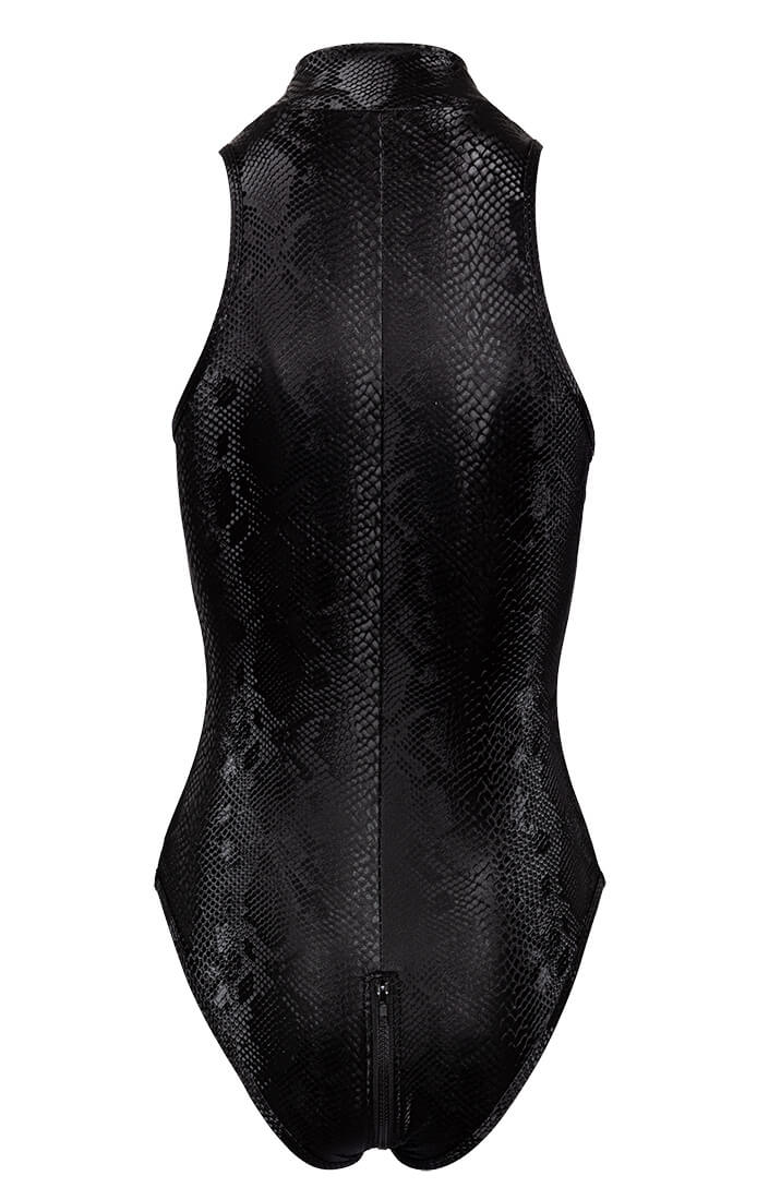 Sort faux slangeskind bodysuit - Option One - COAX Copenhagen