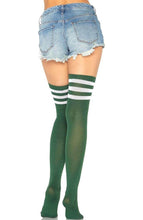 Indlæs billede til gallerivisning Army grønne Athlete strømper med hvide striber