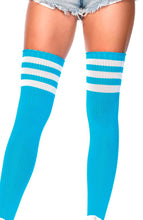Indlæs billede til gallerivisning Neon blå Athlete strømper med hvide striber
