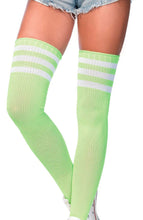 Indlæs billede til gallerivisning Neon grønne Athlete strømper med hvide striber