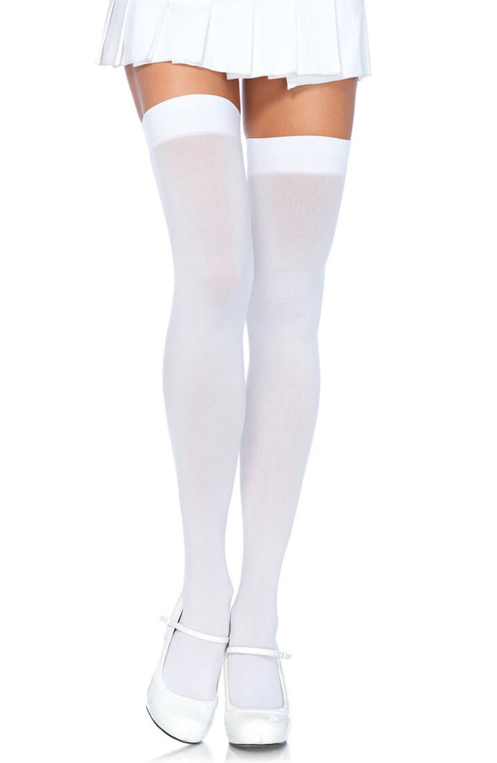 Hvide thigh high nylonstrømper - COAX Copenhagen