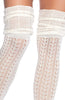 Hæklede hvide over knee strømper